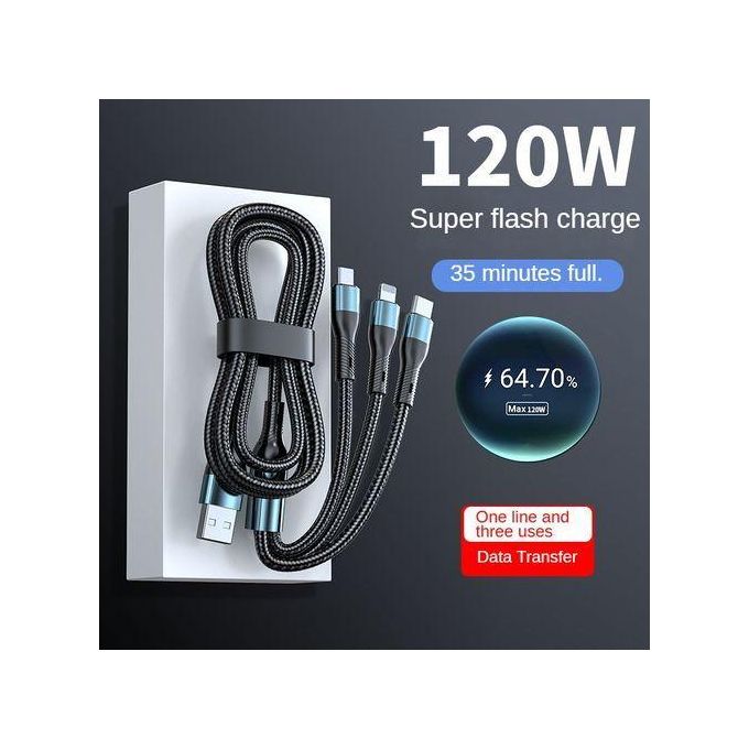 120W 3-in-1 Super Fast Charging Cable